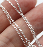 Genuine  Sterling Silver Diamond Cut Cable Ladies Necklace Chain 60cm + 5cm extender