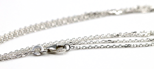 Genuine Sterling Silver Diamond Cut Cable Ladies Necklace Chain 60cm + 5cm extender