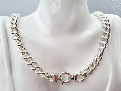 Heavy 112g Sterling Silver 50cm Curb Kerb Chain Necklace + Bolt Ring