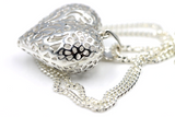 Sterling Silver 50cm Necklace & Large Filigree Heart Pendant *Free post