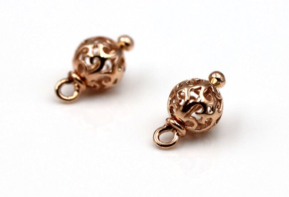 Genuine New 9k 9ct Yellow, Rose or White Gold 7.7mm Ball Filigree Balls For Charm Earrings