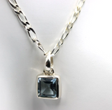 Genuine Sterling Silver 925 Blue Topaz Pendant and 45cm Necklace *Free Post