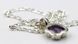 Sterling Silver 925 Clover Amethyst Pendant & 45cm Chain Necklace- Free post