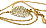 Genuine 9ct Yellow Gold Solid Filigree Heart Pendant & Necklace Chain-Free post