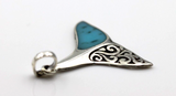 Sterling Silver Large Whale Tail Solid Turquoise Pendant Charm *Free Post In Oz*