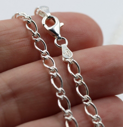 Genuine Sterling Silver 925 Oval Figaro Necklace Chain 70cm 12g