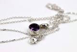 Sterling Silver 925 Round Amethyst Pendant & 65cm Chain Necklace- Free post
