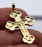 Genuine Solid 18ct 18kt 750 Yellow, Rose or White Gold Byzantine Cross Pendant