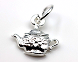 Solid 925 Sterling Silver Teapot Flower Tea Pot Charm Pendant -Free post