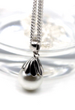 Sterling Silver 10mm Shell White Pearl Ball Pendant + Chain Necklace -Free Post