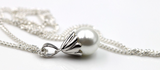 Sterling Silver 10mm Shell White Pearl Ball Pendant + Chain Necklace -Free Post