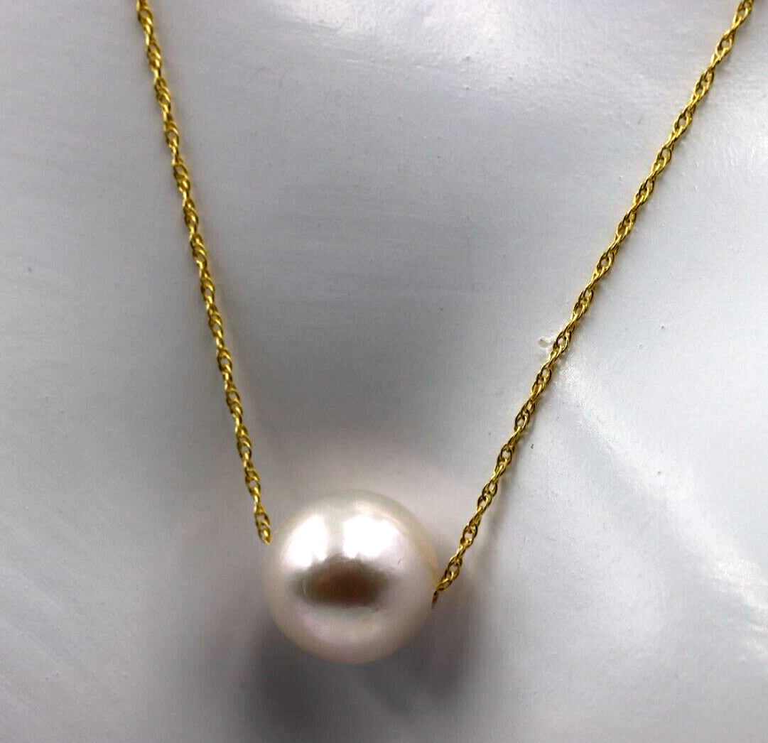 Genuine 9ct Yellow Gold Curb Necklace Chain 43cm Freshwater Pearl