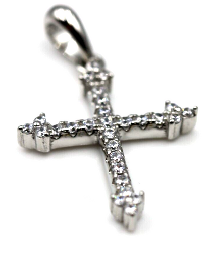 Genuine Cubic Zirconia 925 Sterling Silver Cross Pendant