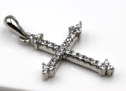 Genuine Cubic Zirconia 925 Sterling Silver Cross Pendant