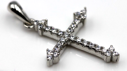 Genuine Cubic Zirconia 925 Sterling Silver Cross Pendant