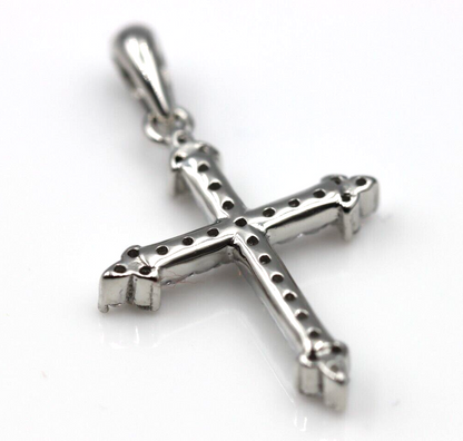 Genuine Cubic Zirconia 925 Sterling Silver Cross Pendant