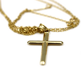 Genuine 14ct 14K 585 Yellow Hollow Gold Cross Pendant + 60cm Necklace-Free post