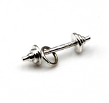 Genuine Sterling Silver or 9ct Yellow, Rose or White Gold Dumbbell Fitness Pendant or Charm