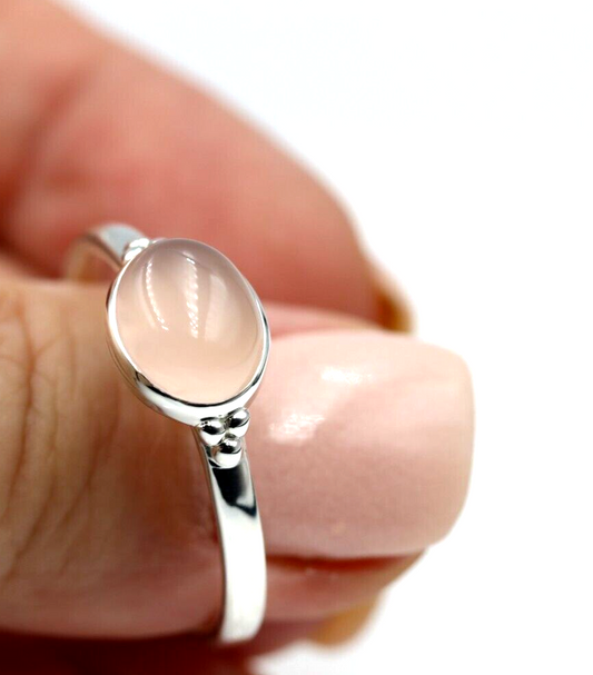 Sterling Silver 925 Natural Pink Rose Quartz Solid 925 Ring * Choose your size