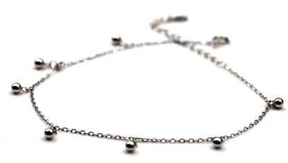 Genuine Sterling Silver 24cm Anklet + 7 Ball Charms