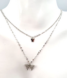 Sterling Silver 925 Layered Butterfly Butterflies Chain Charm Necklace-Free post