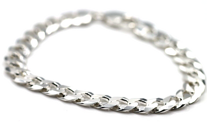 Solid Sterling Silver 925 8mm Wide Flat Kerb Curb Bracelet 20cm (last one)