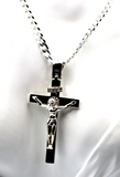 Huge Sterling Silver Full Solid Heavy Crucifix Cross Pendant + Necklace Chain