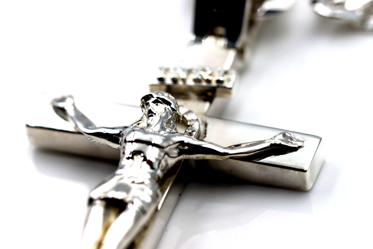 Huge Sterling Silver Full Solid Heavy Crucifix Cross Pendant + Necklace Chain