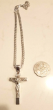 Huge Sterling Silver Full Solid Heavy Crucifix Cross Pendant + Necklace Chain