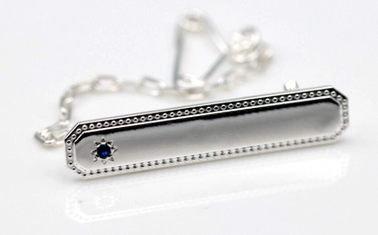 Genuine Sterling Silver Blue Spinel Stone Set Baby Brooch * Free laser engraving