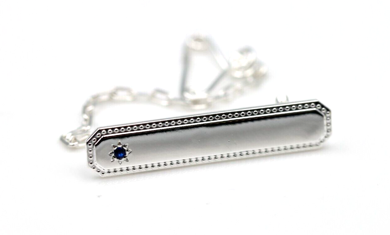 Genuine Sterling Silver Blue Spinel Stone Set Baby Brooch * Free laser engraving