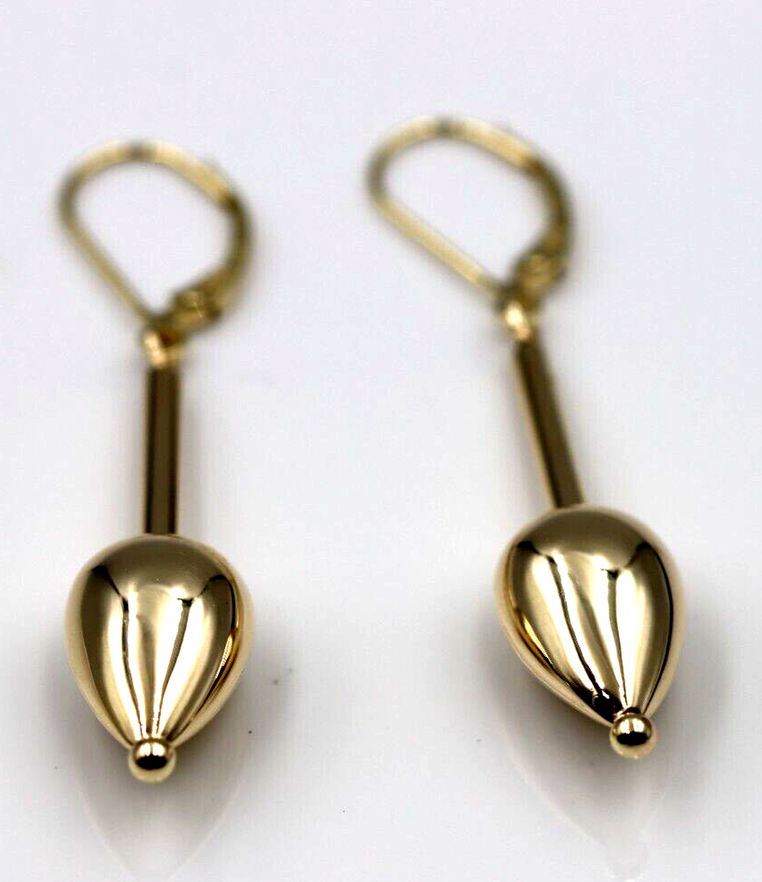 Genuine New 9ct 9k Yellow, Rose or White Gold Large Teardrop Dangle Continental Hook Earrings