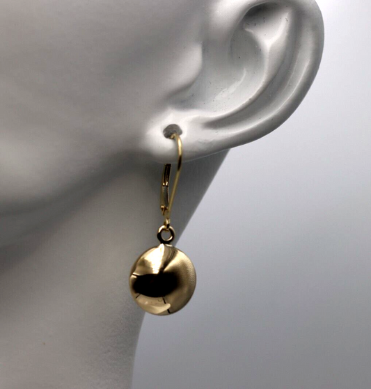 Genuine 9k 9ct Yellow, Rose or White Gold Disc Earrings 12mm Round Continental Hook Earrings