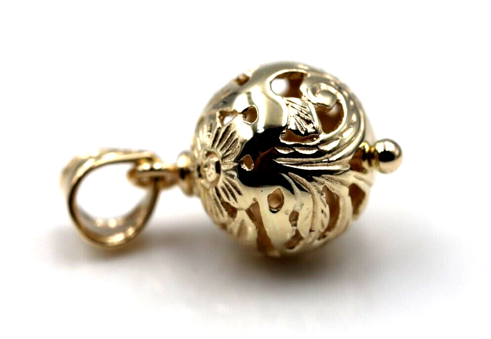 Kaedesigns Genuine New 9ct 9K Yellow, Rose or White Gold Flower Filigree Ball 14mm Pendant