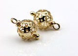 Kaedesigns 9ct Yellow, Rose or White Gold 10mm Filigree Flower Balls Charm Earrings