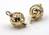 Kaedesigns 9ct Yellow, Rose or White Gold 10mm Filigree Flower Balls Charm Earrings