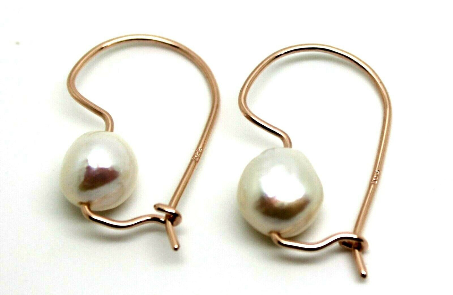 Genuine New 9ct 9k Yellow or Rose Gold 10mm White Baroque Freshwater Pearl Earrings