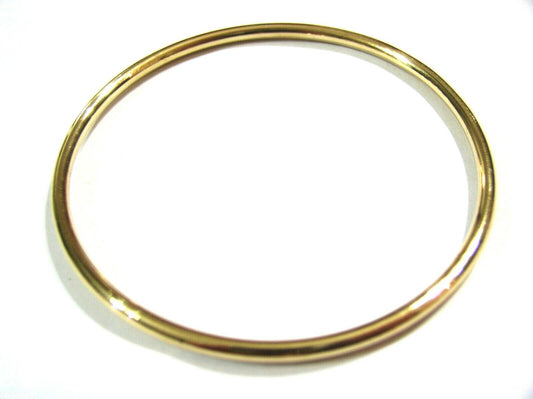 Genuine 9ct 9kt FULL SOLID Heavy Yellow gold 3mm wide GOLF bangle 65mm inside diameter