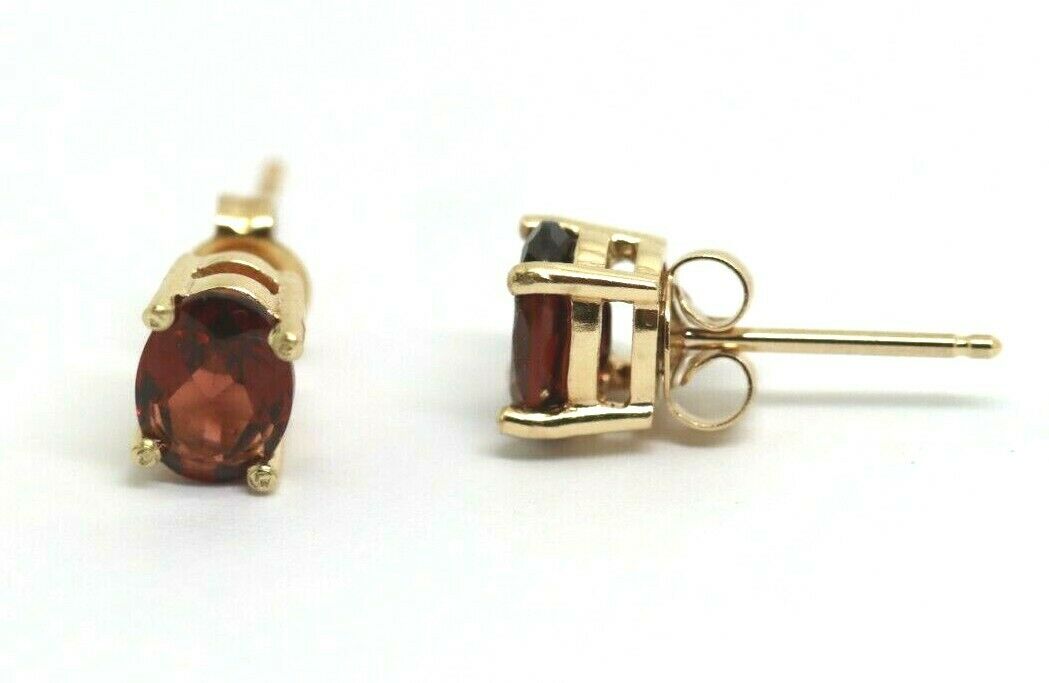 Genuine 9ct 9k Yellow or White Gold Genuine Natural Oval Garnet Stud Earrings