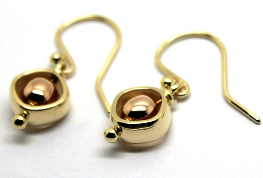 Genuine New 9k 9ct Rose & Yellow Gold Spinning Belcher Ball Earrings