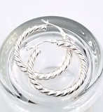 Genuine Sterling Silver 925 26mm Twist Twisted Hoop Earrings -Free post