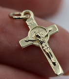 Genuine Full Solid New 9ct 9K Yellow, Rose or White Gold Catholic Crucifix Cross Pendant