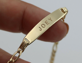 Genuine 9ct 9kt Yellow Gold Solid ID Bracelet Engraved With Name