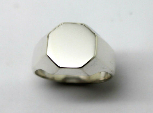 Heavy 9ct Yellow or Rose or White Gold or Sterling Silver Octagon Signet Ring