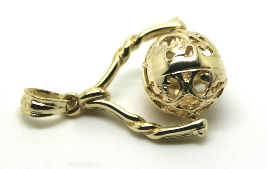 Genuine 9ct 9kt Yellow, Rose Or White Gold 12mm Filigree Ball Spinner Pendant