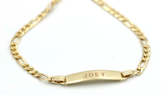 Genuine 9ct 9kt Yellow Gold Solid ID Bracelet Engraved With Name