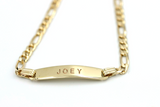 Genuine 9ct 9kt Yellow Gold Solid ID Bracelet Engraved With Name