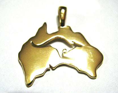 9ct Yellow Gold Or White Gold Or Rose Gold 375 Australia & Kangaroo Pendant 422