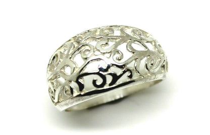 Size N Solid Sterling Silver Wide Filigree Ring