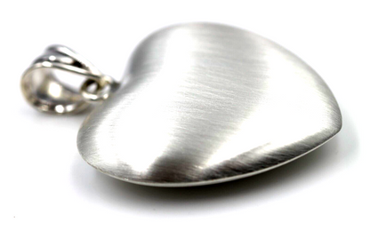 Sterling Silver Matt Finish / Brushed 925 Large Bubble Heart Pendant